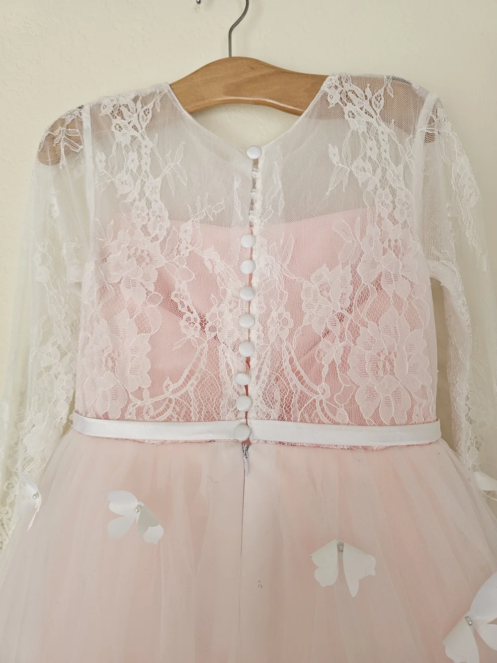3D Pink Tulle Flower Girl Gown